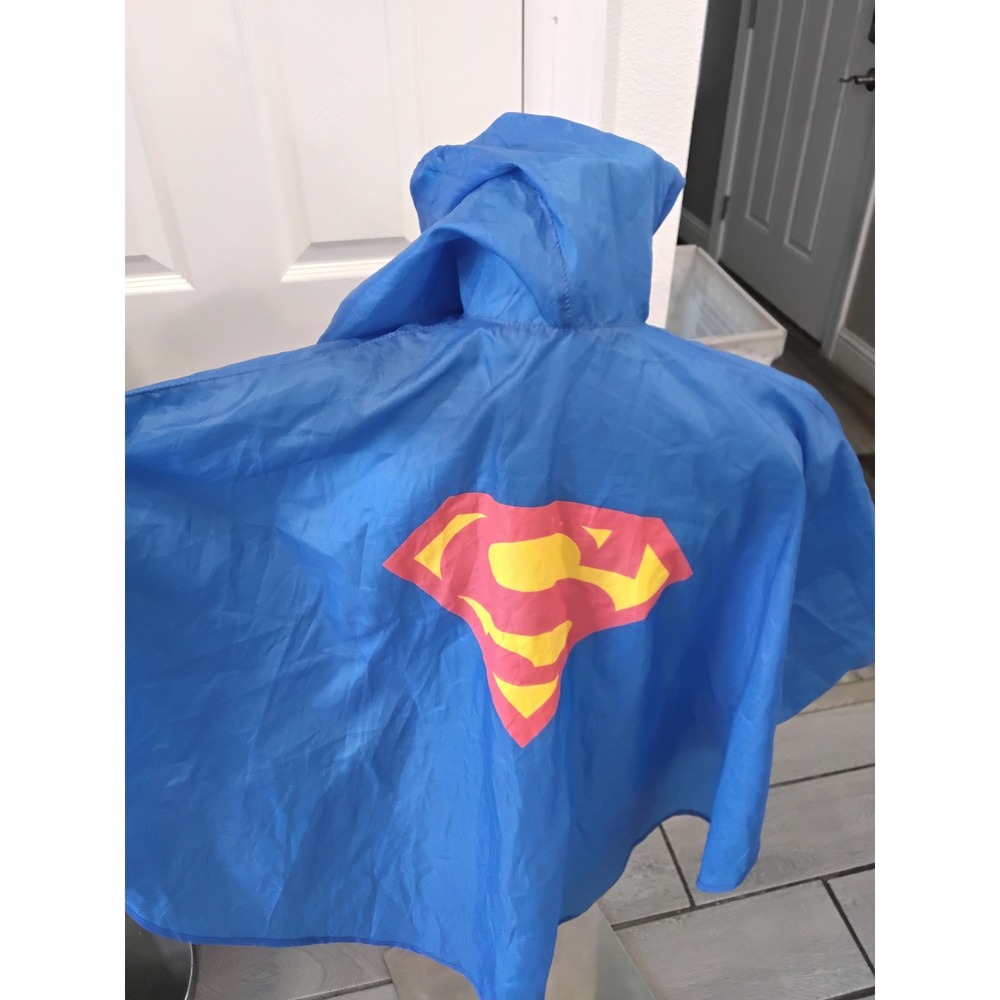 DC Comics Superman Kids Blue Hooded Rain Poncho Superhero Cape Logo S